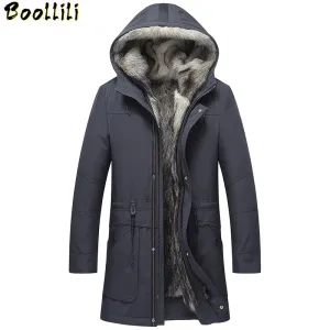 2023 Parka Boollili Real Fur Coat Men Hooded Natural Wolf Fur Liner Thick Warm Men's Fur Coats Parkas Hombre Overcoat