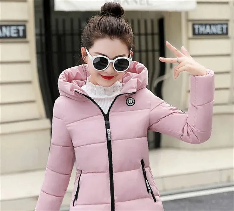 2024 Winter Women Jacket Coats Parkas Female Down Cotton Hooded Overcoat Thick Warm Jackets Windproof Casual Student Coat