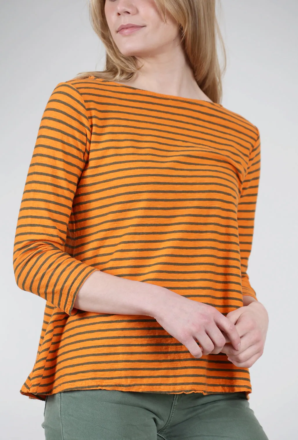 A-Line Stripe Tee, Tangelo