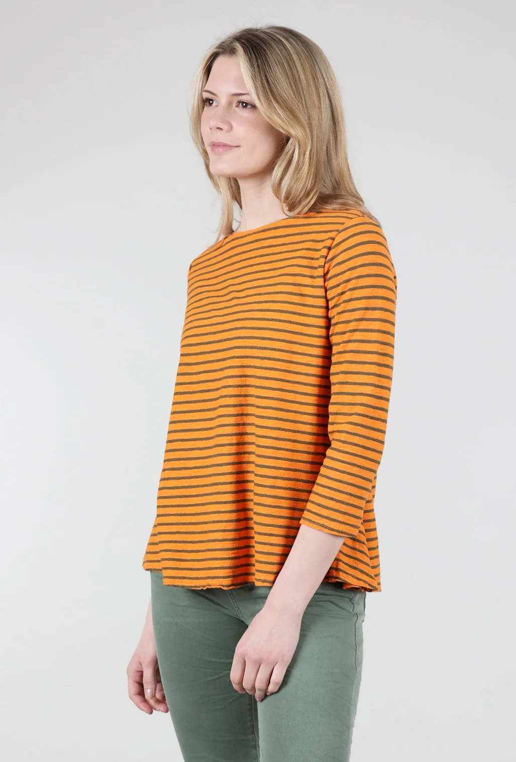 A-Line Stripe Tee, Tangelo