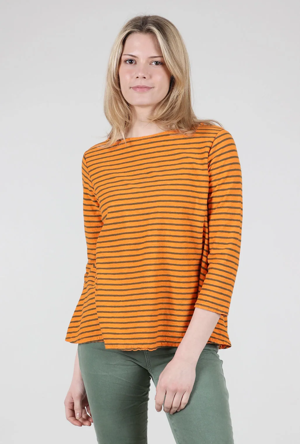 A-Line Stripe Tee, Tangelo