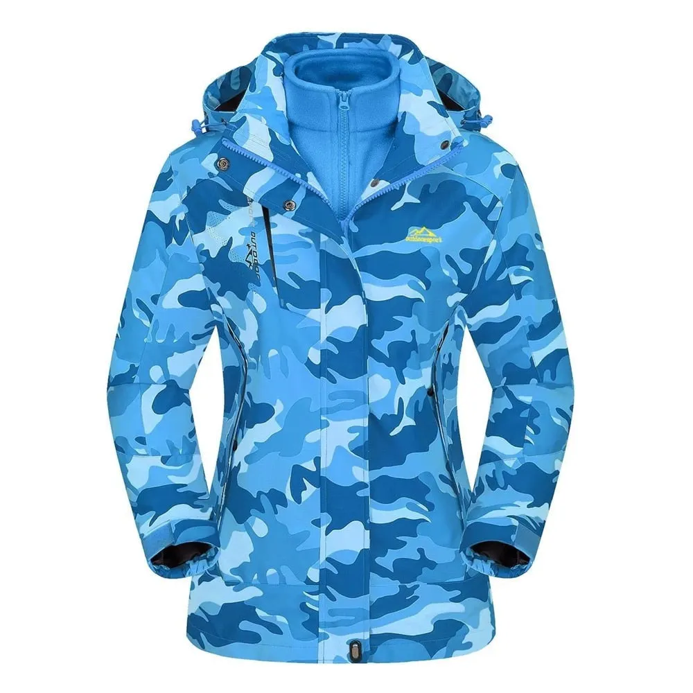 Ashore Outdoor Shop 3 in 1 Fleece Lining Jackets Women's Winter Ski Snowboard Jackets Hooded Coats Windproof Water Resistance Hiking Parka