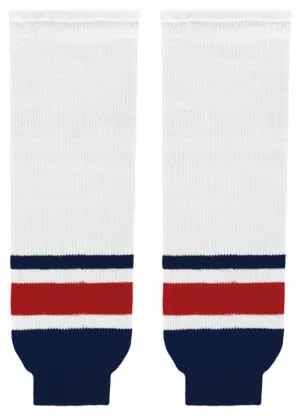 Athletic Knit (AK) HS630-691 Columbus Blue Jackets White Knit Ice Hockey Socks