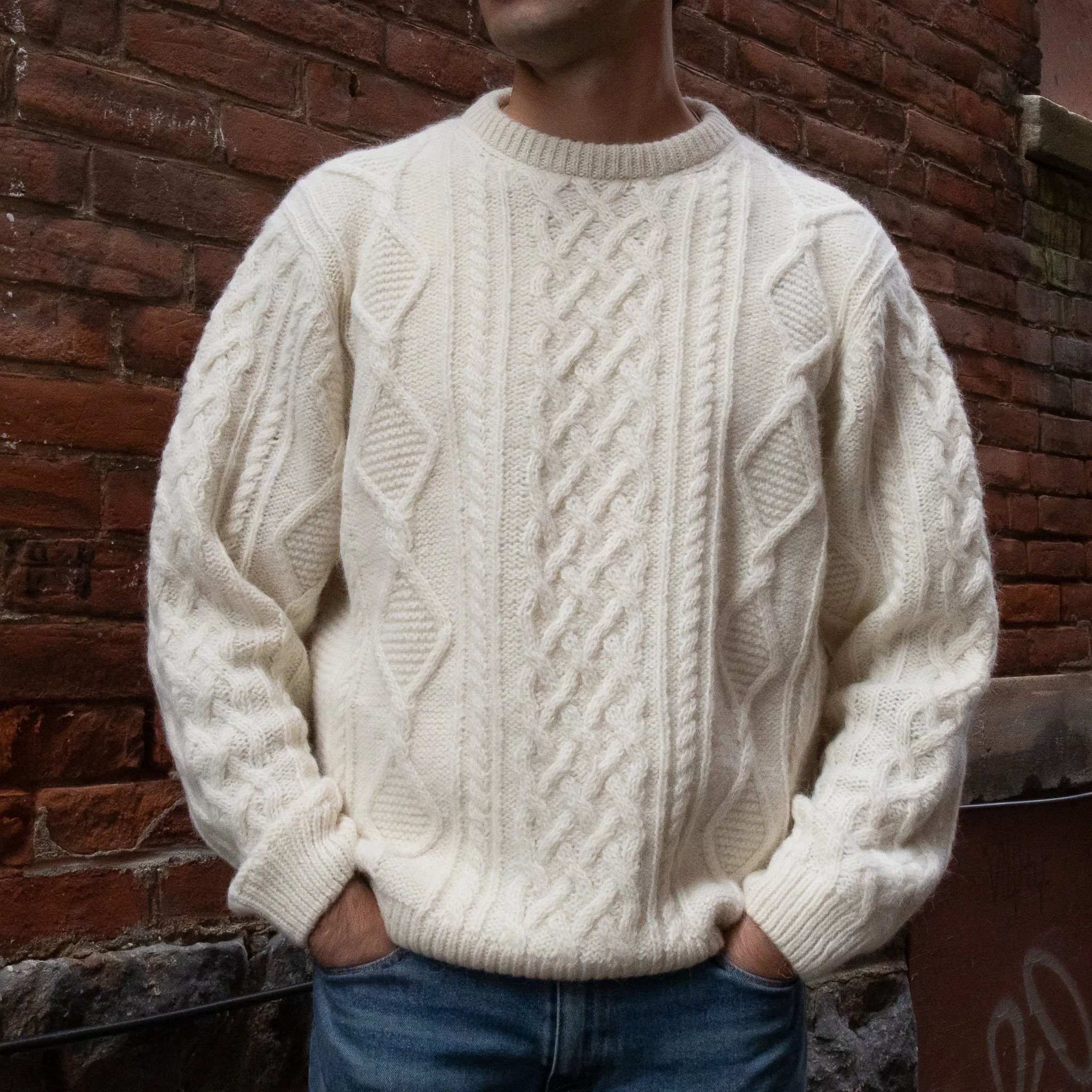 Barrington Aran Crewneck Alpaca Cable Knit Sweater