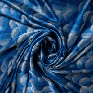 Blue Digital Print Pure Silk Fabric