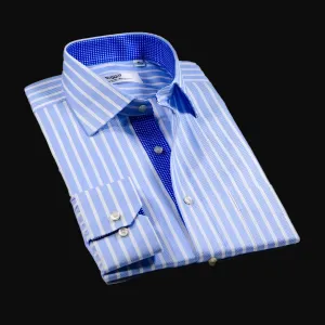 Blue Stripe With Inner Lining Formal Business Dress Luxury Fashion Single Standard Cuff