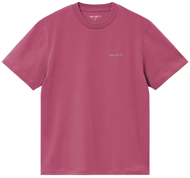 Carhartt WIP Womens Script Embroidery T Shirt Magenta Tonic