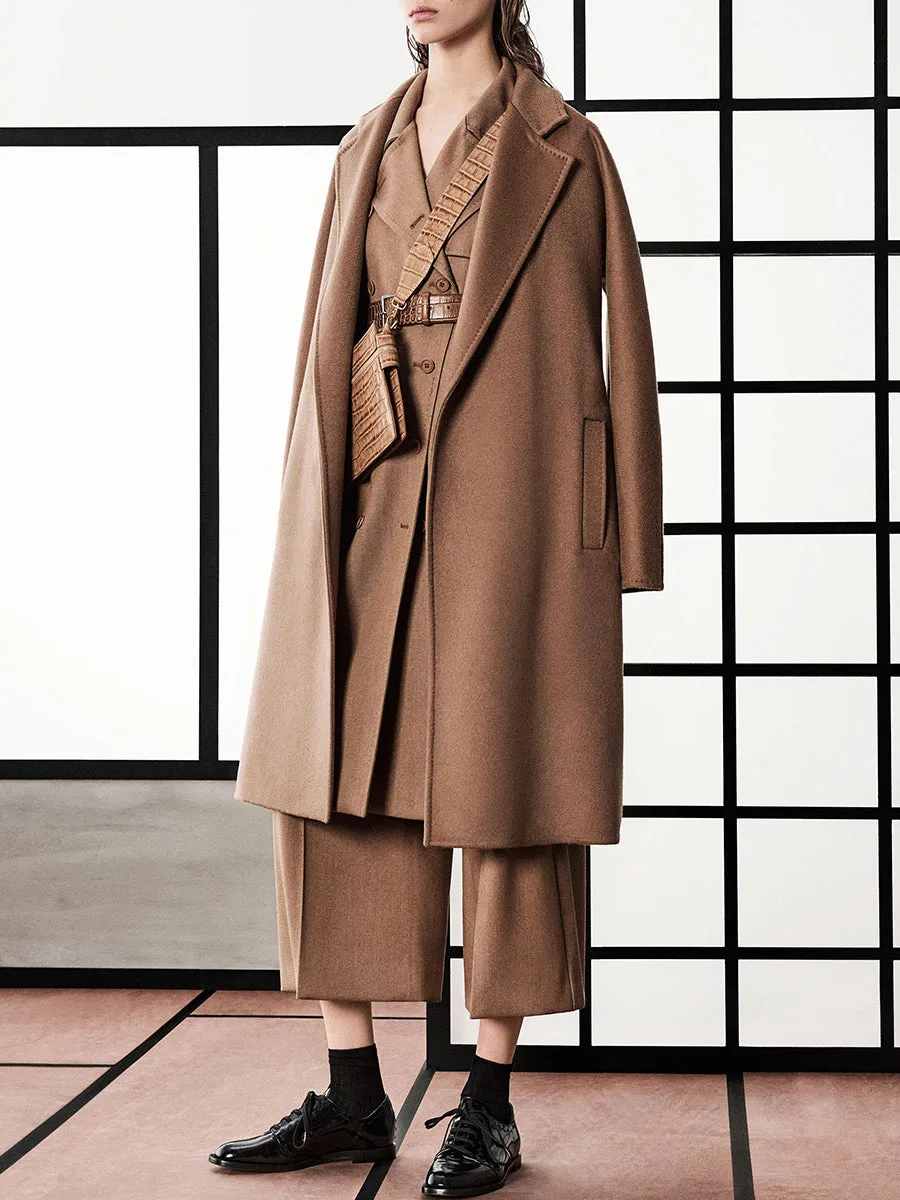 Casual Solid Color Lapel Long Coat Coat