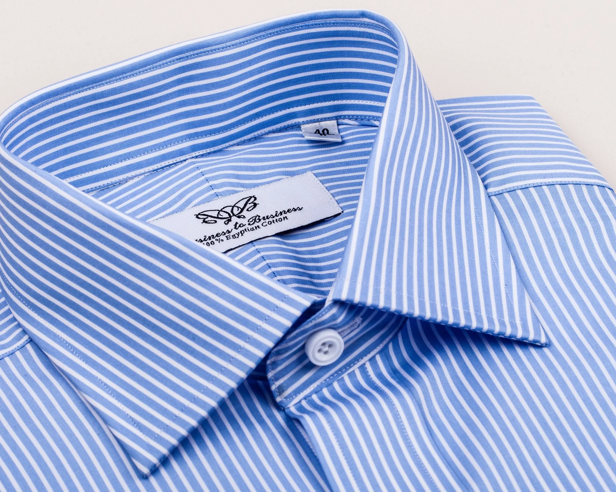 Classic Thin Blue Striped Formal Business Dress Shirt Solid Fashion