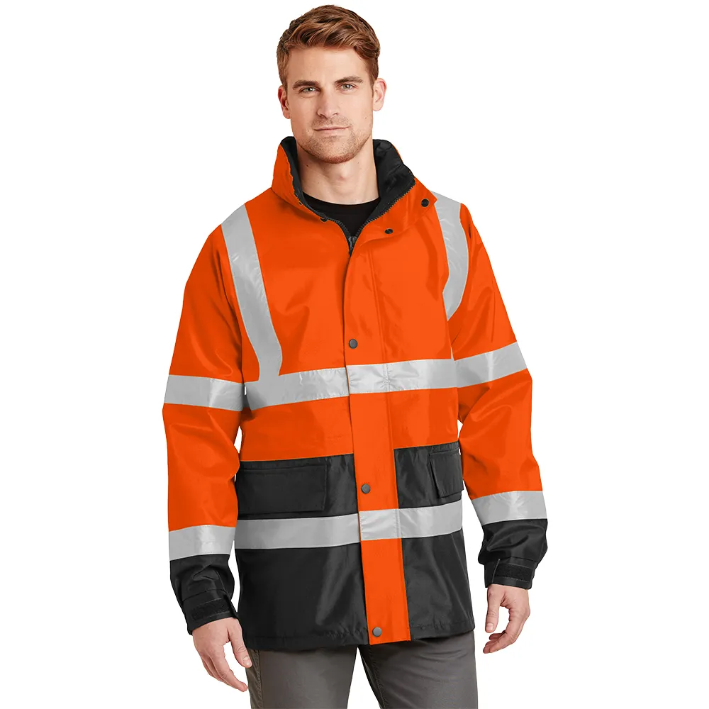 CornerStone® - ANSI 107 Class 3 Waterproof Parka - Safety Orange / Black