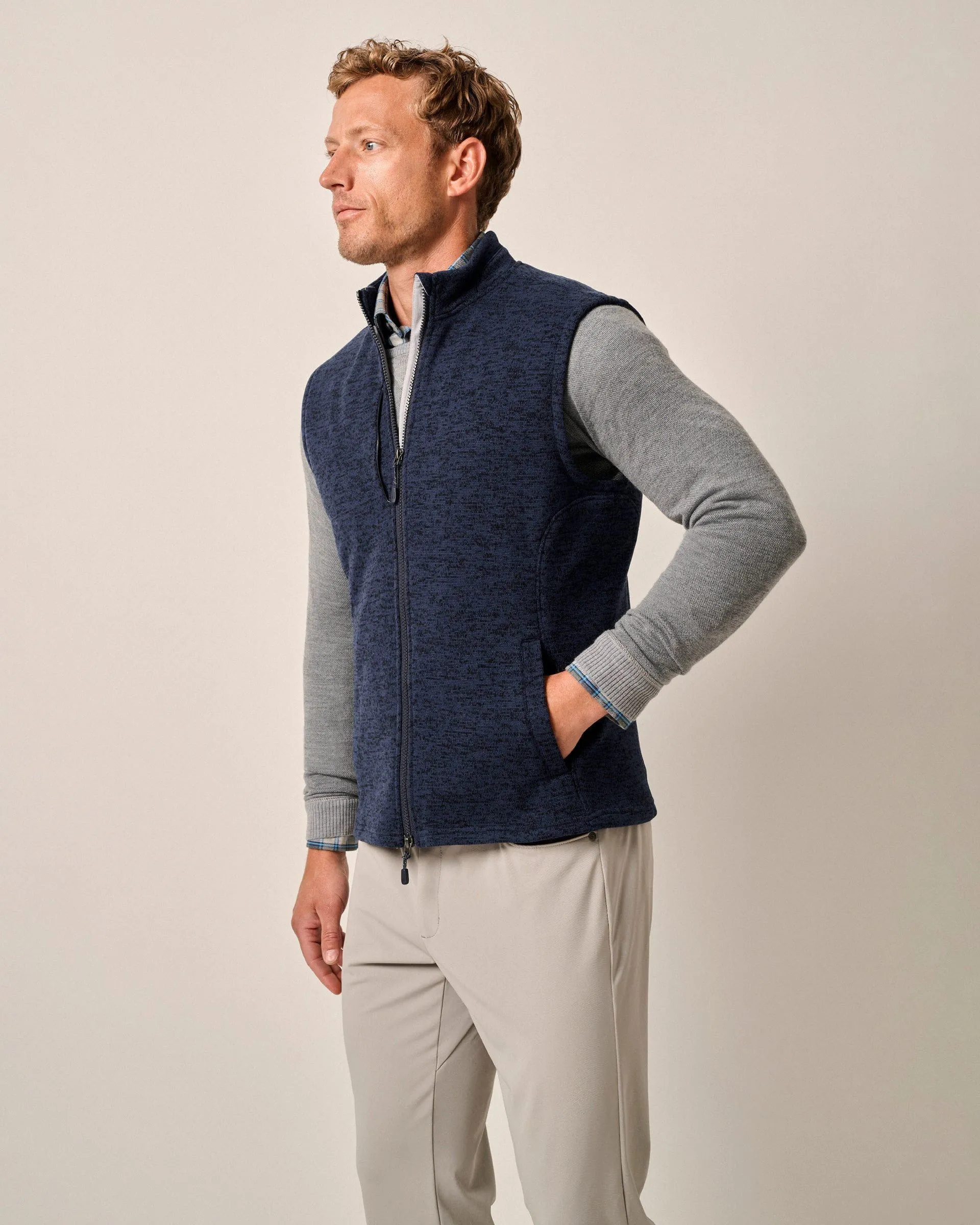 Denalis Double-Zip Fleece Vest in Navy by Johnnie-O