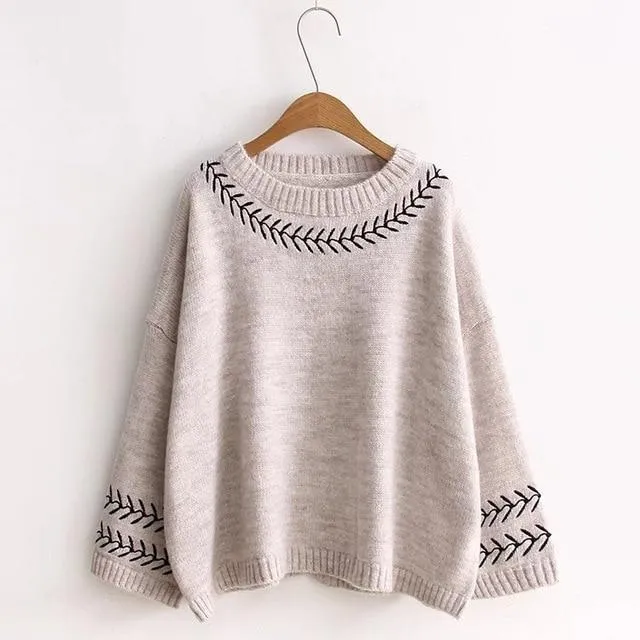 Embroidered Knitted Pullover