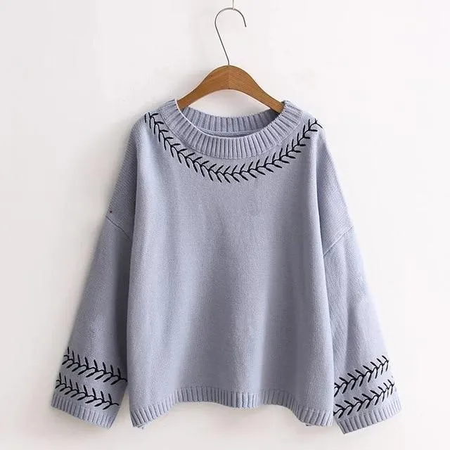 Embroidered Knitted Pullover