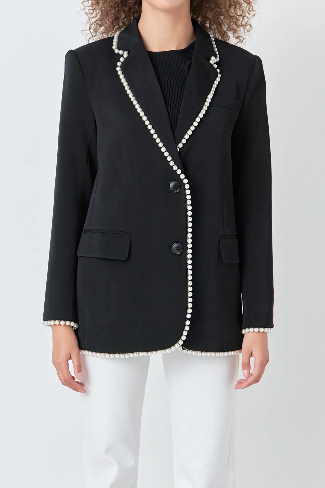 Endless Rose - Premium Pearl-Trimmed Blazer