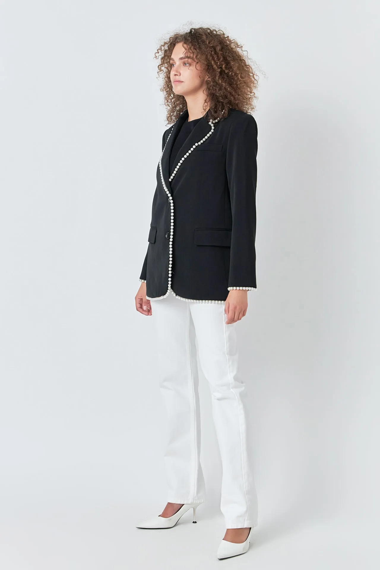 Endless Rose - Premium Pearl-Trimmed Blazer