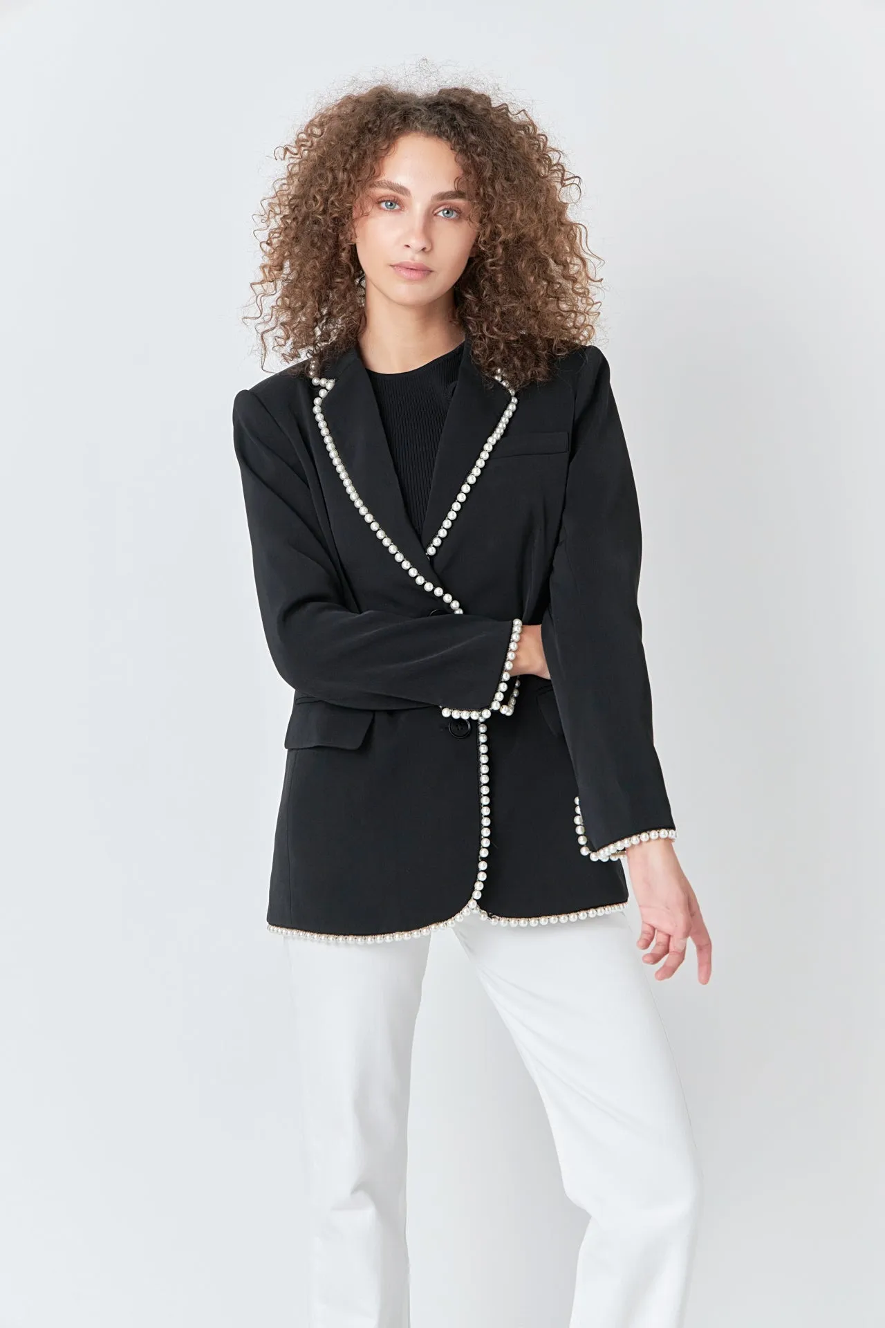 Endless Rose - Premium Pearl-Trimmed Blazer