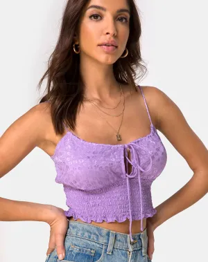 Gemala Cami Top in Satin Ditsy Rose Lavender