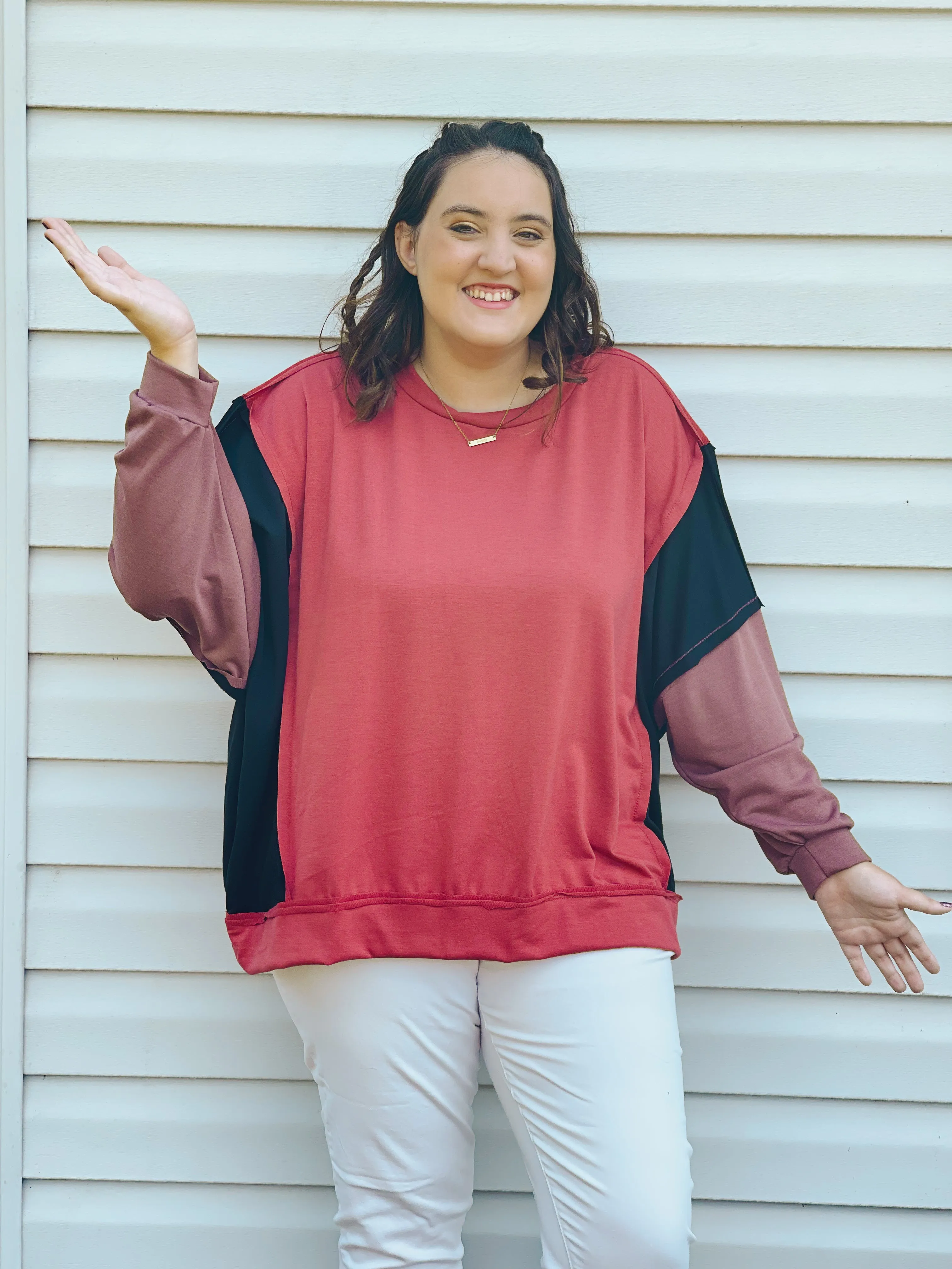 Good For You Color-Block Oversized Pullover