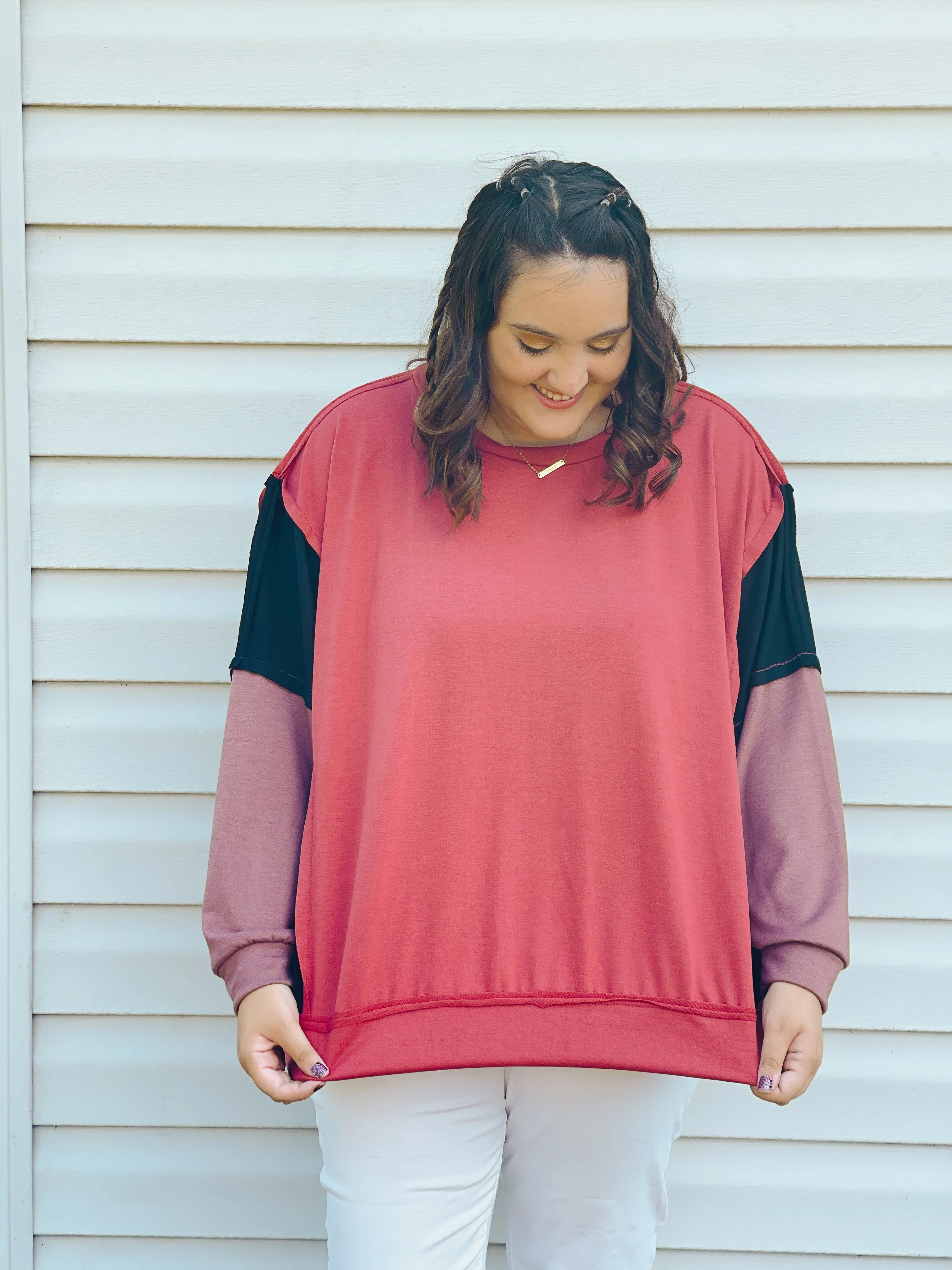 Good For You Color-Block Oversized Pullover