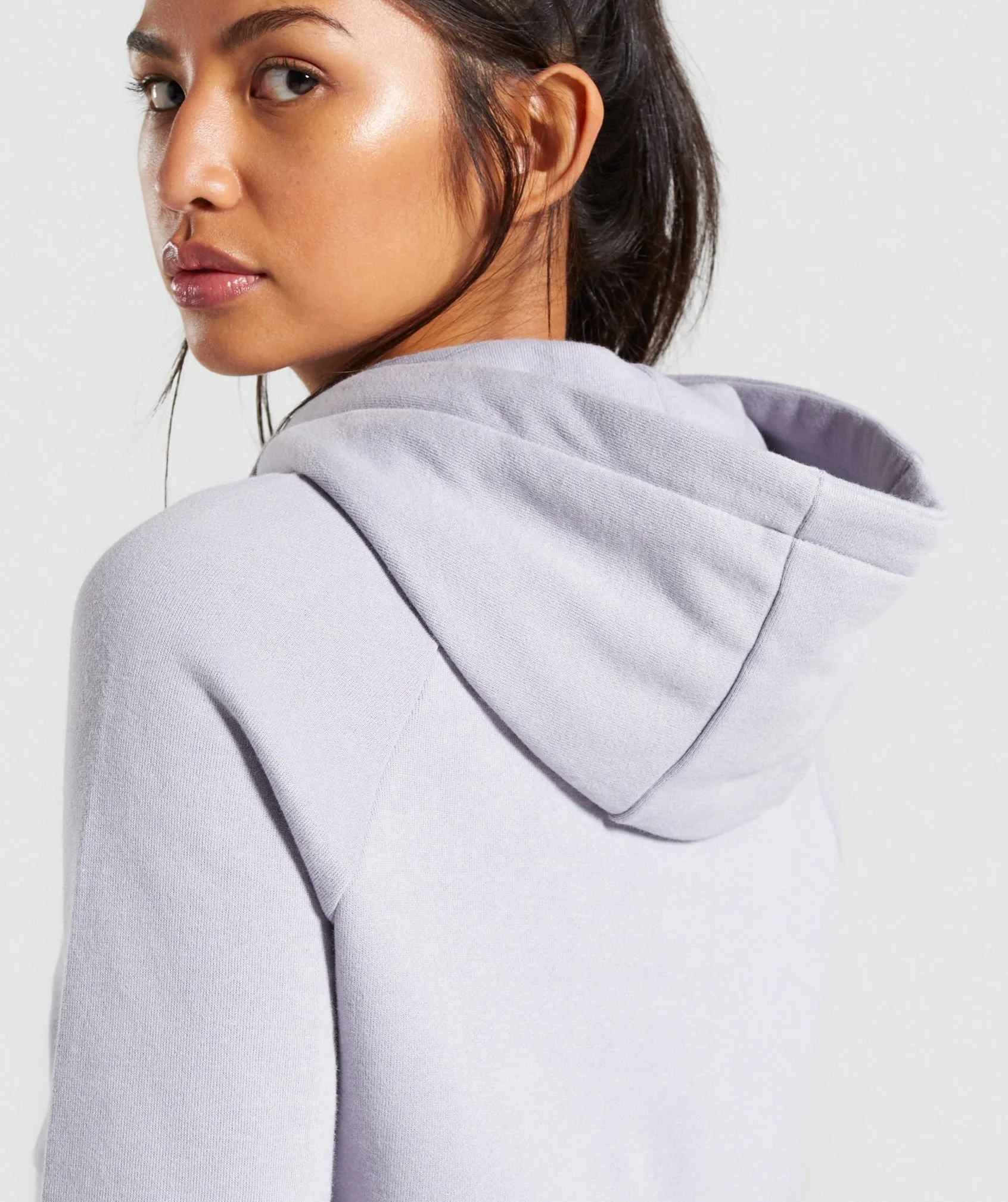 Gymshark Cropped Crest Hoodie - Lilac