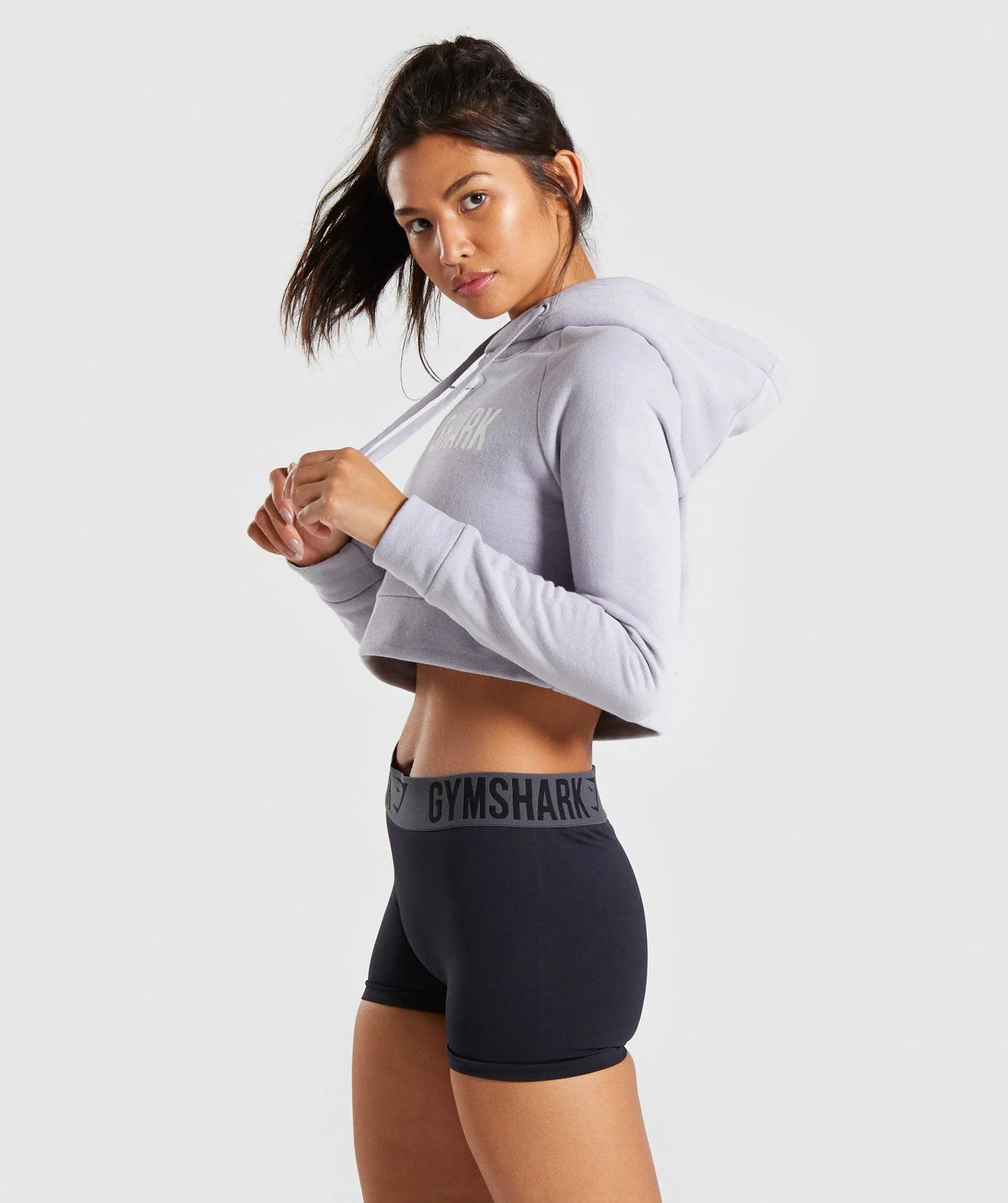 Gymshark Cropped Crest Hoodie - Lilac