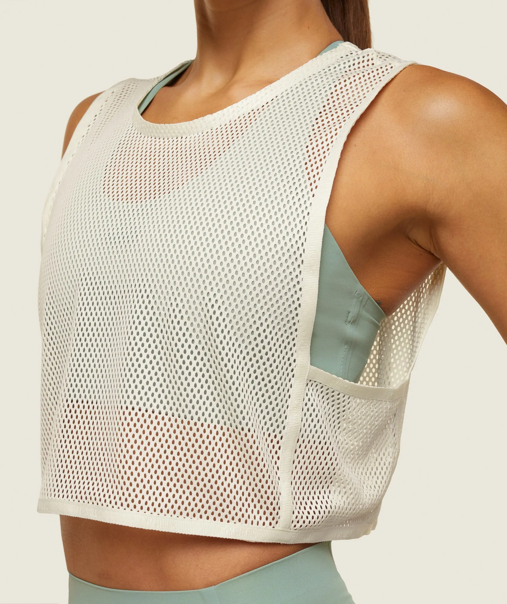 Gymshark everywear Cropped Mesh Tank - Soft White