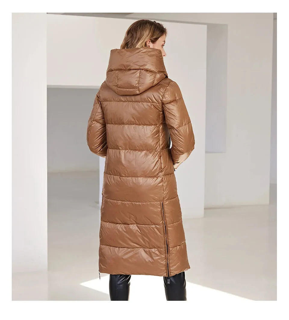 HaiLuoZi 2024 New Women's Winter Jacket Long Warm Windproof Hooded Zipper Quilted Casual Slim Cotton Lady Parkas Women Coat 6055