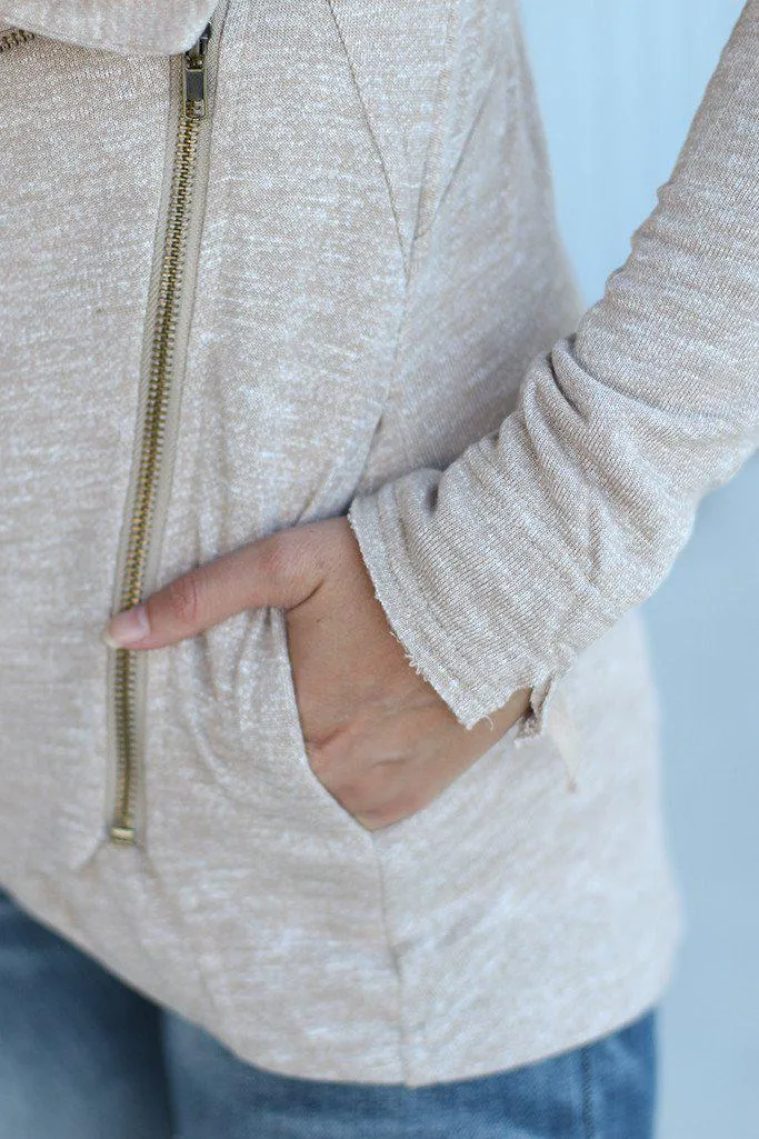 Ivory Asymmetrical Jacket With Zipper