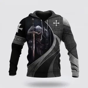 Knight Templar Warrior Cross 3d Hoodies For Women Men - Christian Apparel Hoodies