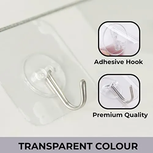 Kuber Industries Hooks for Wall | ABS | Durable & Rust-Proof for Bathroom, Kitchen | Wall Hooks for Doors & Closets| Pack of 10 |Transparent