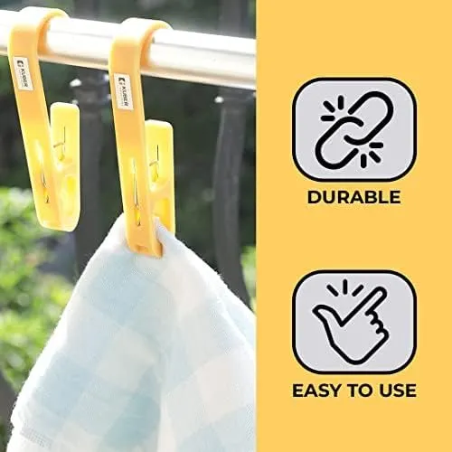 Kuber Industries Multipurpose Bar Hooks & Pins for Laundry, Kitchen, & Wardrobe|Superior Quality ABS|Durable, Strong Grip|Easy to Use|77024(Y)|Pack of 6|Yellow