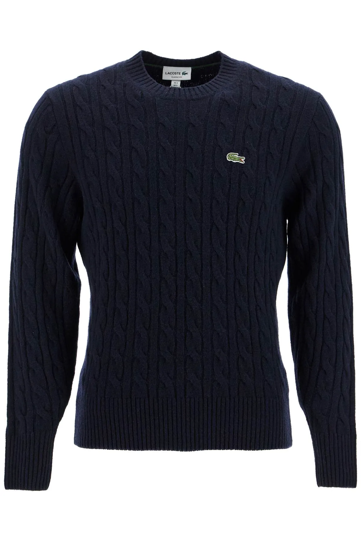 Lacoste Classic Fit Cable Knit Wool Pullover