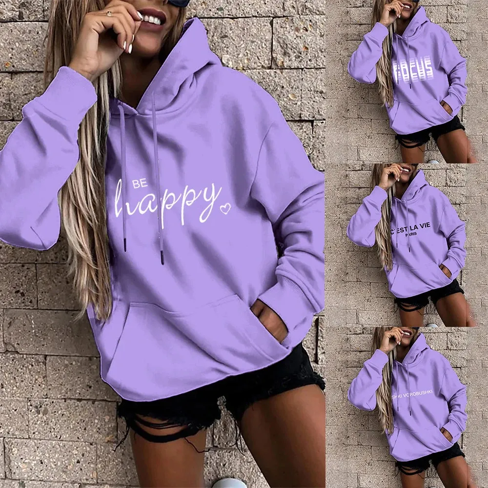 Lazy Style Sportswear Pullover Polyester Cotton Shirt Hoodie Casual Womens 2021year New Harajuku Hoodie Womens Sweater