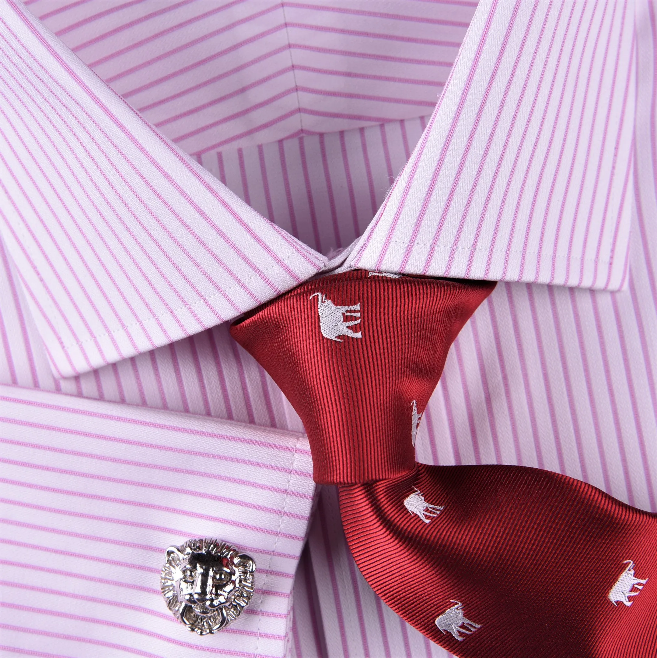 Light Pink Striped Formal Business Dress Shirt Classic Thin Designer Fashion Top in French Cuffs and Spread Collar