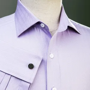 Lilac Herringbone Formal Business Dress Shirt in French Double Cuffs