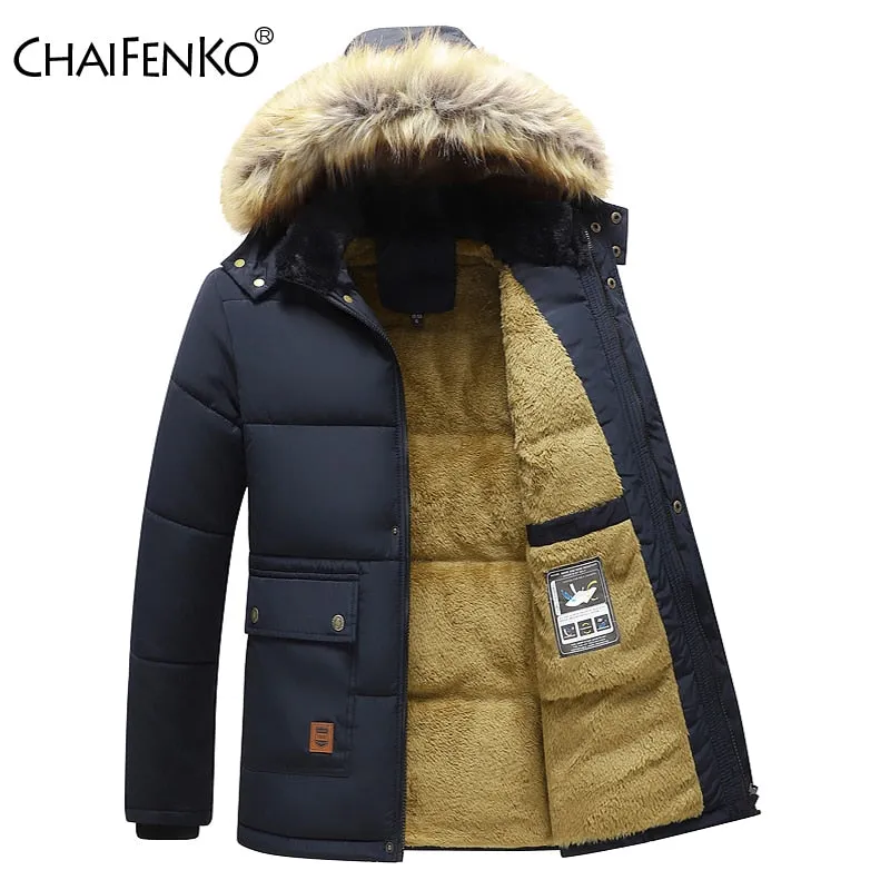 Men 2022 Winter New Windproof Fleece Warm Thick Jacket Parkas