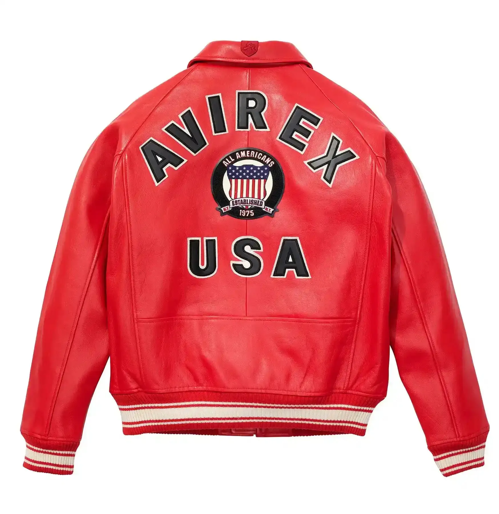 Mens Avirex Icon Red Leather Jacket