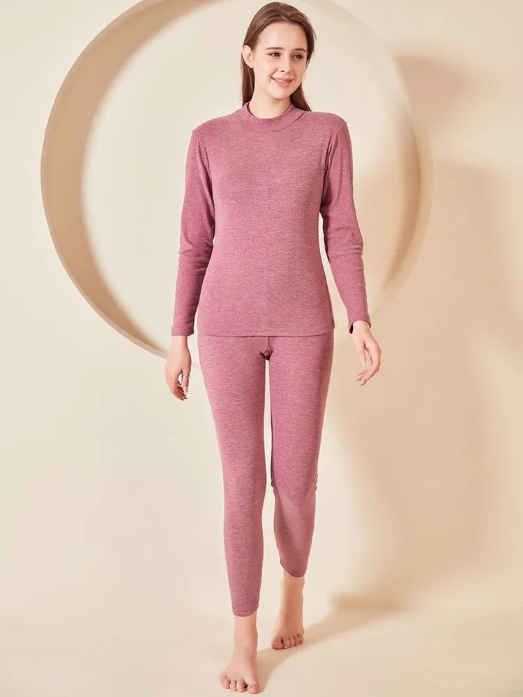 Mid Low Neck Couple High Elastic Pajamas Set