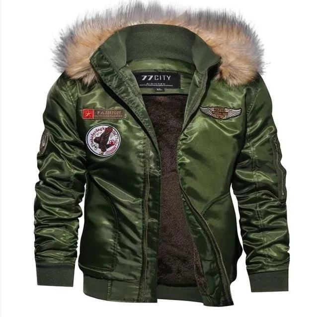 Military Style Warm Wool Liner Parkas Men Jacket