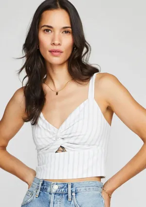 Millie Cropped Tank Top - White Stripe