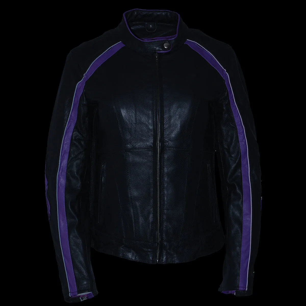 Milwaukee Leather X1952 Women's Black and Purple Embroidered and Stud Design Jacket