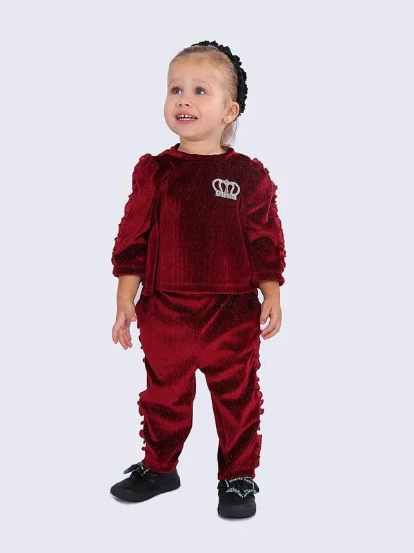 One Friday Burgundy Velvet Infant Trouser