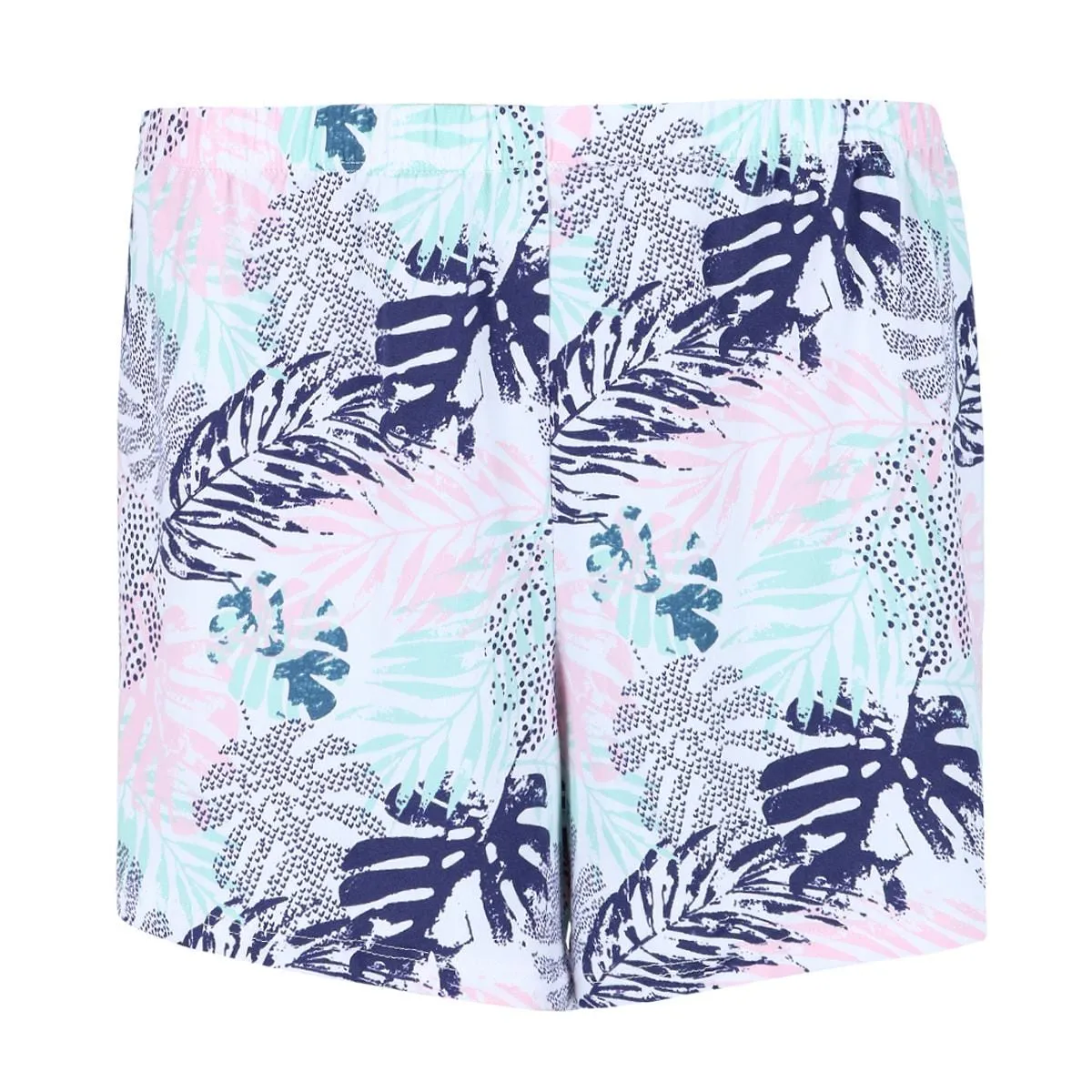 PJ Couture Women's Plus Size Tropic Palms Notch Collar Short Set