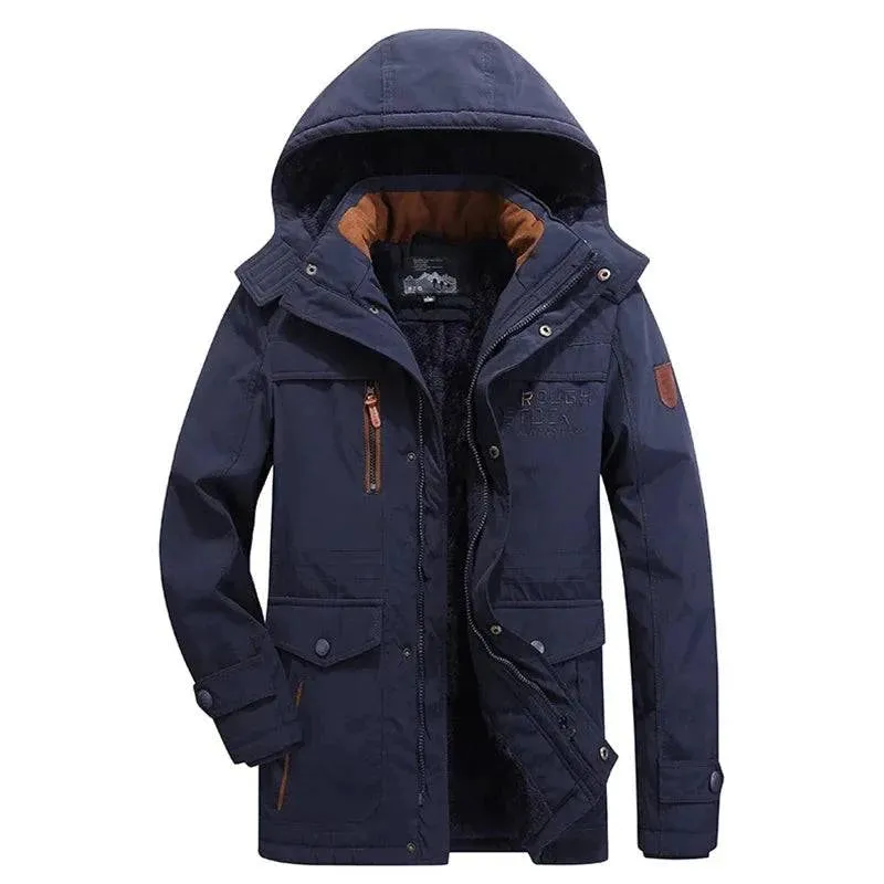 Plus Size 6XL Winter Men Warm Thick Fleece Parkas Men Windproof Hooded Military Jacket Coat Men High Quality Casual Jacket Male