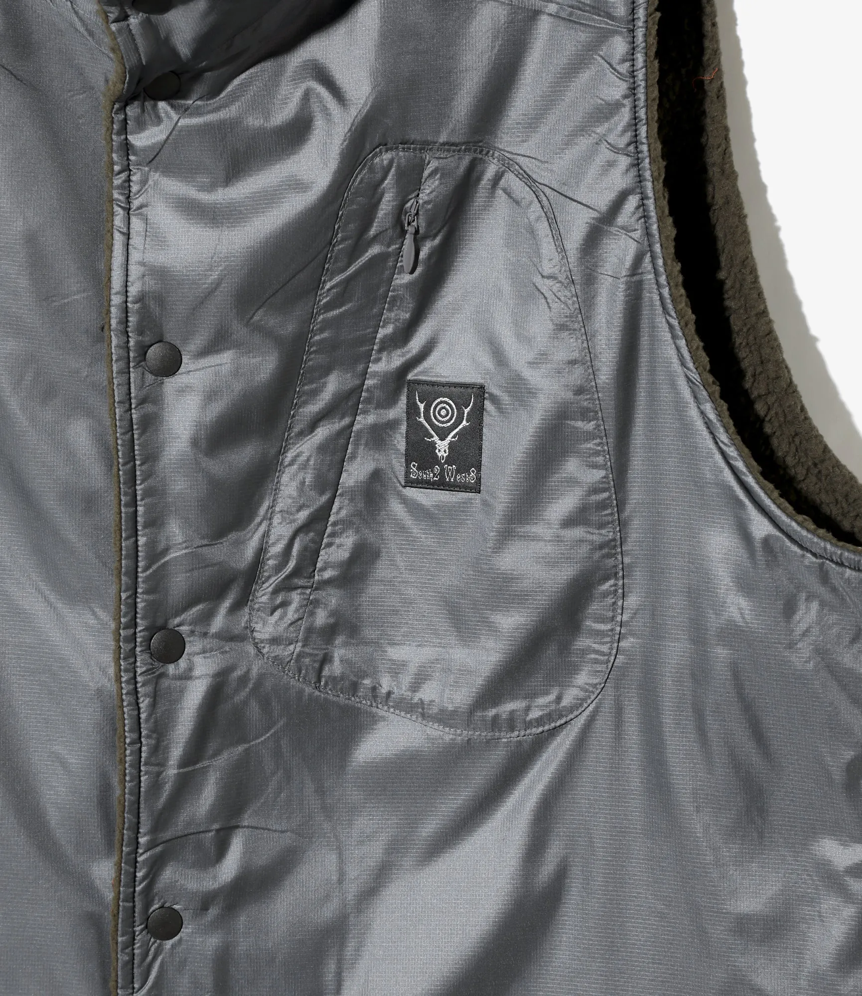 Reversible Vest – Olive Fleece / Charcoal Ripstop