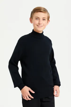 Senior Boys Black Turtle Neck Pullover