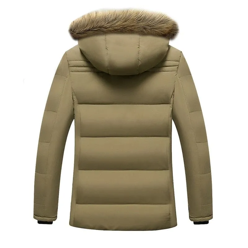 Thick Fleece Warm Parkas Waterproof Hooded Fur Collar Men Jacket