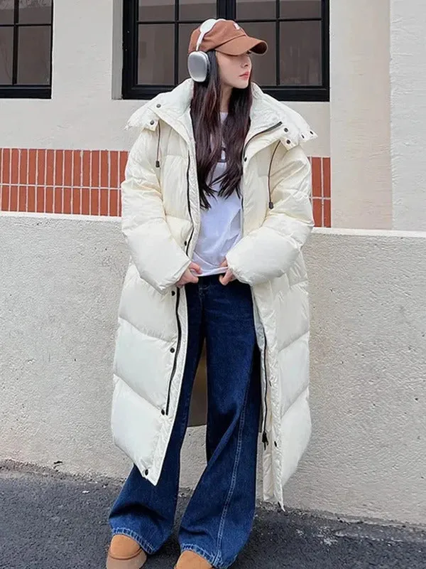 Warm Winter Pink Hooded Long Women Parkas Chaqueta Thick Cotton Padded Windproof Parcas Overcoat Casual Loose Snow Wear Jaquetas