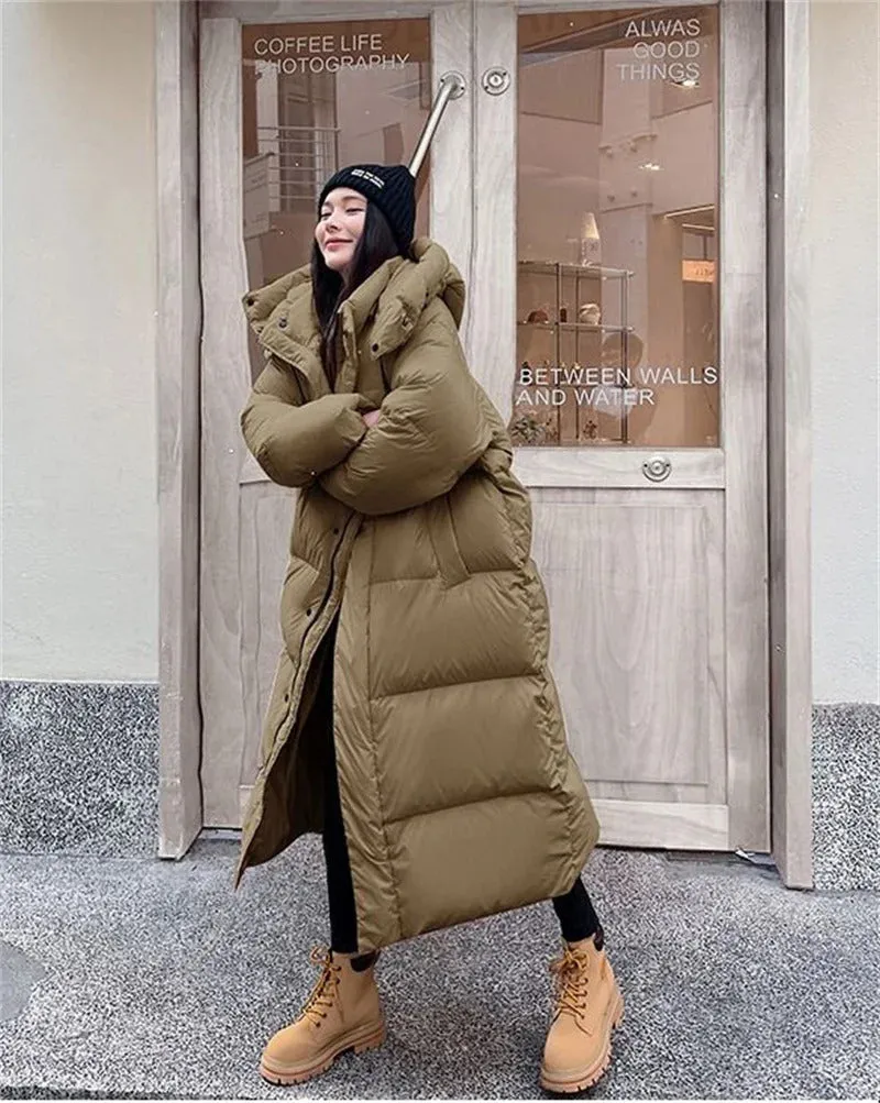 Warm Winter Pink Hooded Long Women Parkas Chaqueta Thick Cotton Padded Windproof Parcas Overcoat Casual Loose Snow Wear Jaquetas