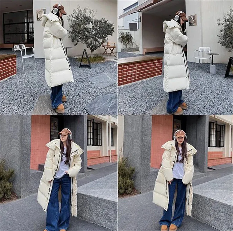 Warm Winter Pink Hooded Long Women Parkas Chaqueta Thick Cotton Padded Windproof Parcas Overcoat Casual Loose Snow Wear Jaquetas